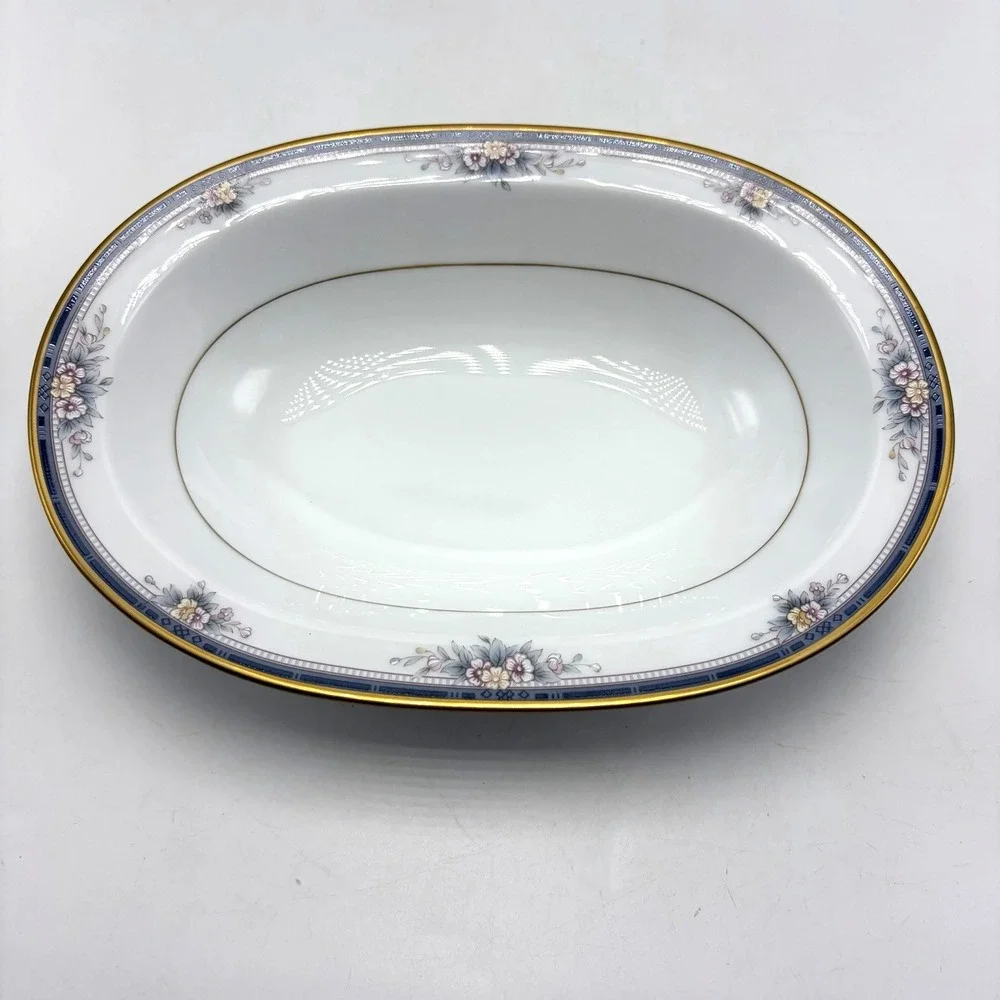Noritake Ontario 3763 Oval Vegetable Serving Bowl Blue 10